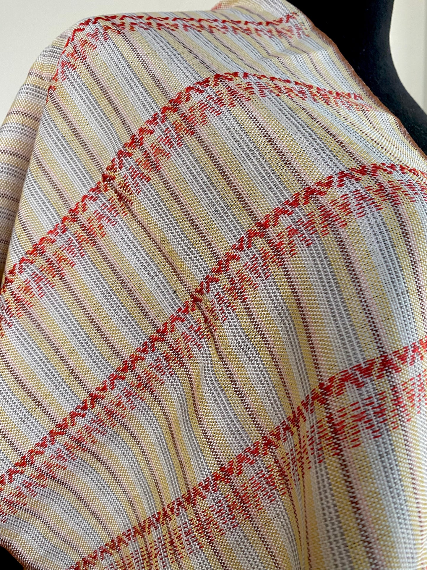 Rainbow Handwoven Scarf - Silk & Natural Dyed Cotton