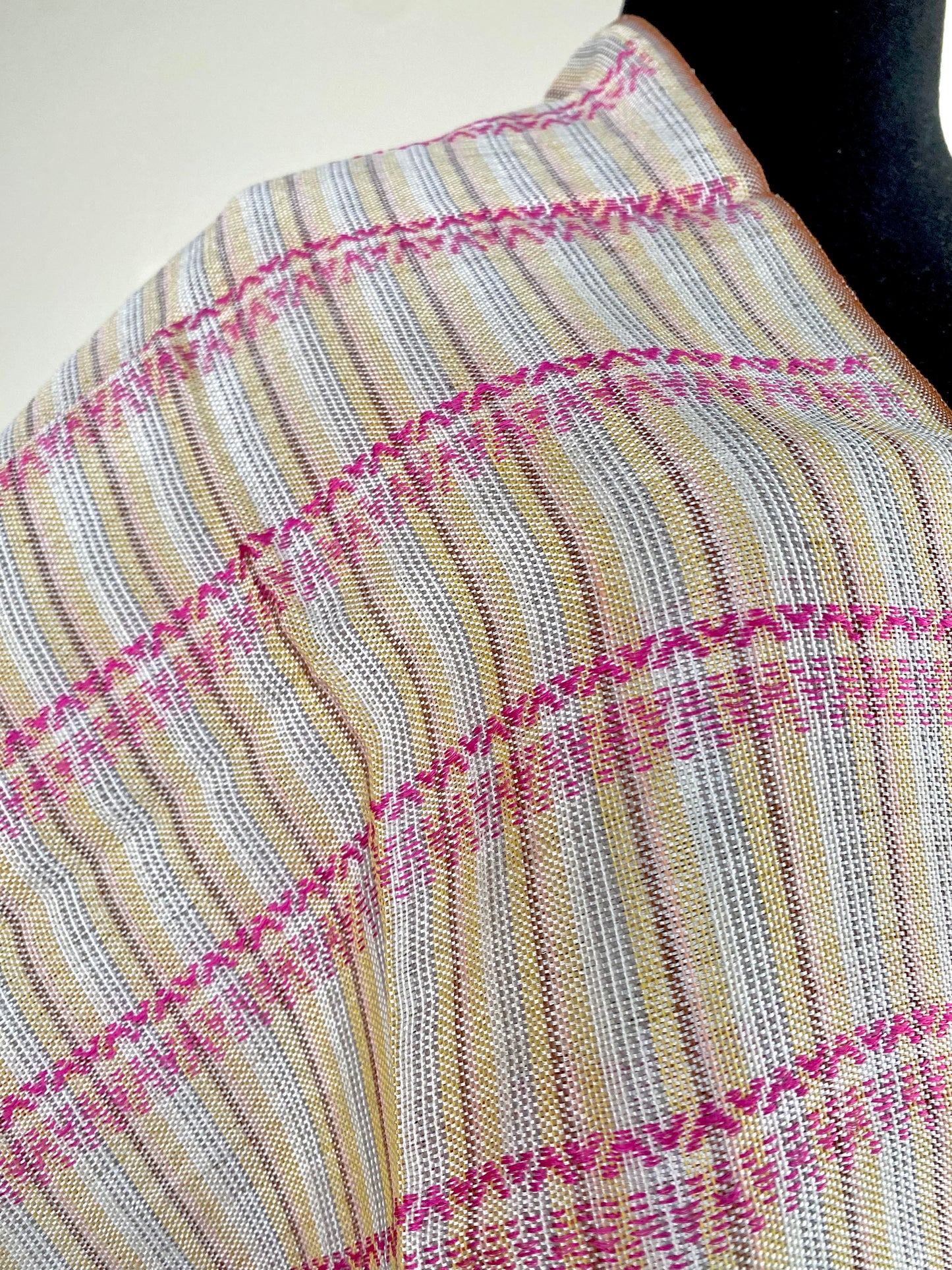 Rainbow Handwoven Scarf - Silk & Natural Dyed Cotton