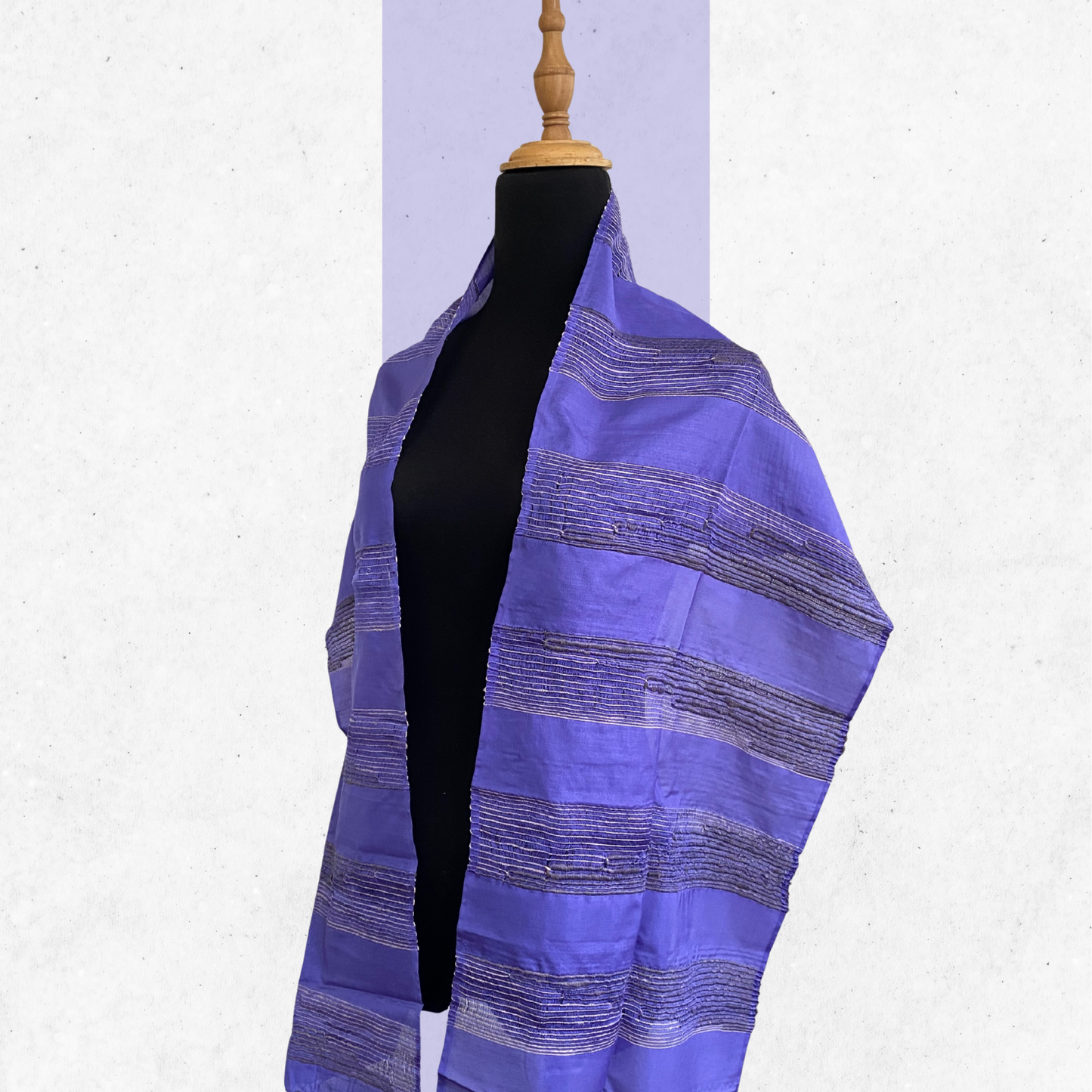 Chin Lotus & Silk Shawl - Purple & Grey