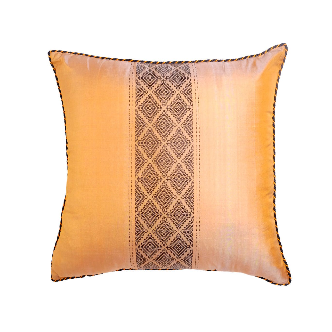 Cushion Cover - Burnt Orange with Black Chin-Weave C5 - PochisilkSSSYP4-C5
