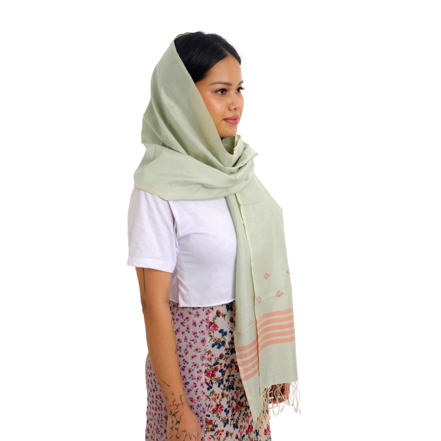 Silk & Cotton Shawl/Scarf D7 - PochisilkCSSYP1-D7
