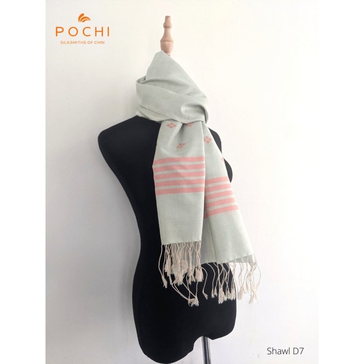 Silk & Cotton Shawl/Scarf D7 - PochisilkCSSYP1-D7