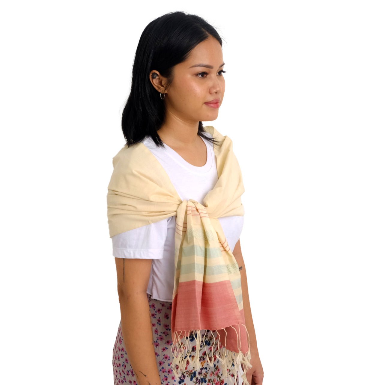 Silk & Cotton Shawl/Scarf D9 - PochisilkCCSYP1-D9