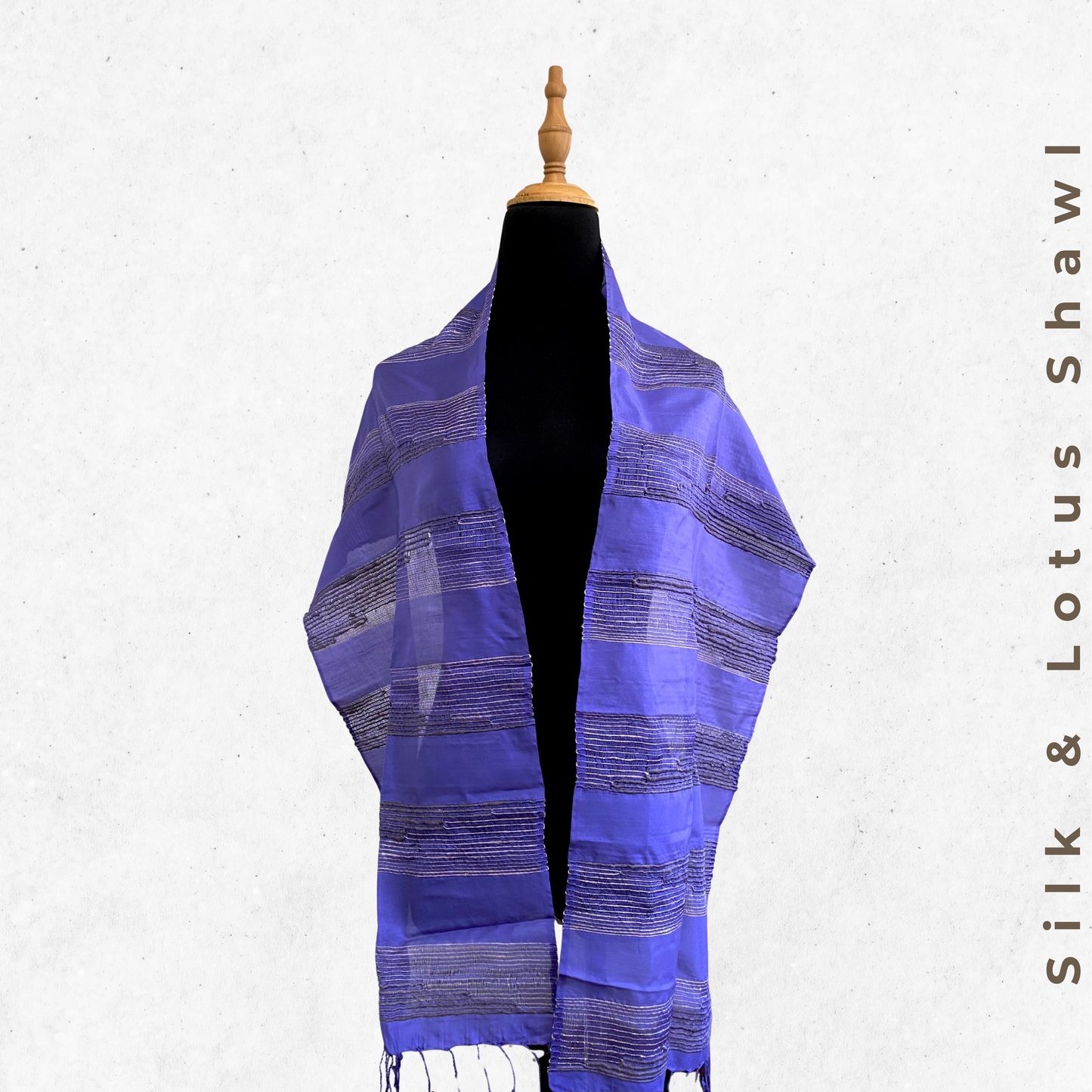 Chin Lotus & Silk Shawl - Purple & Grey
