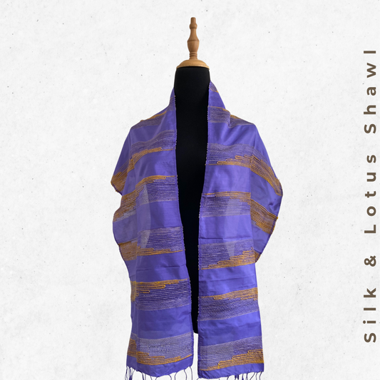 Chin Silk & Lotus Shawl - Purple & Yellow