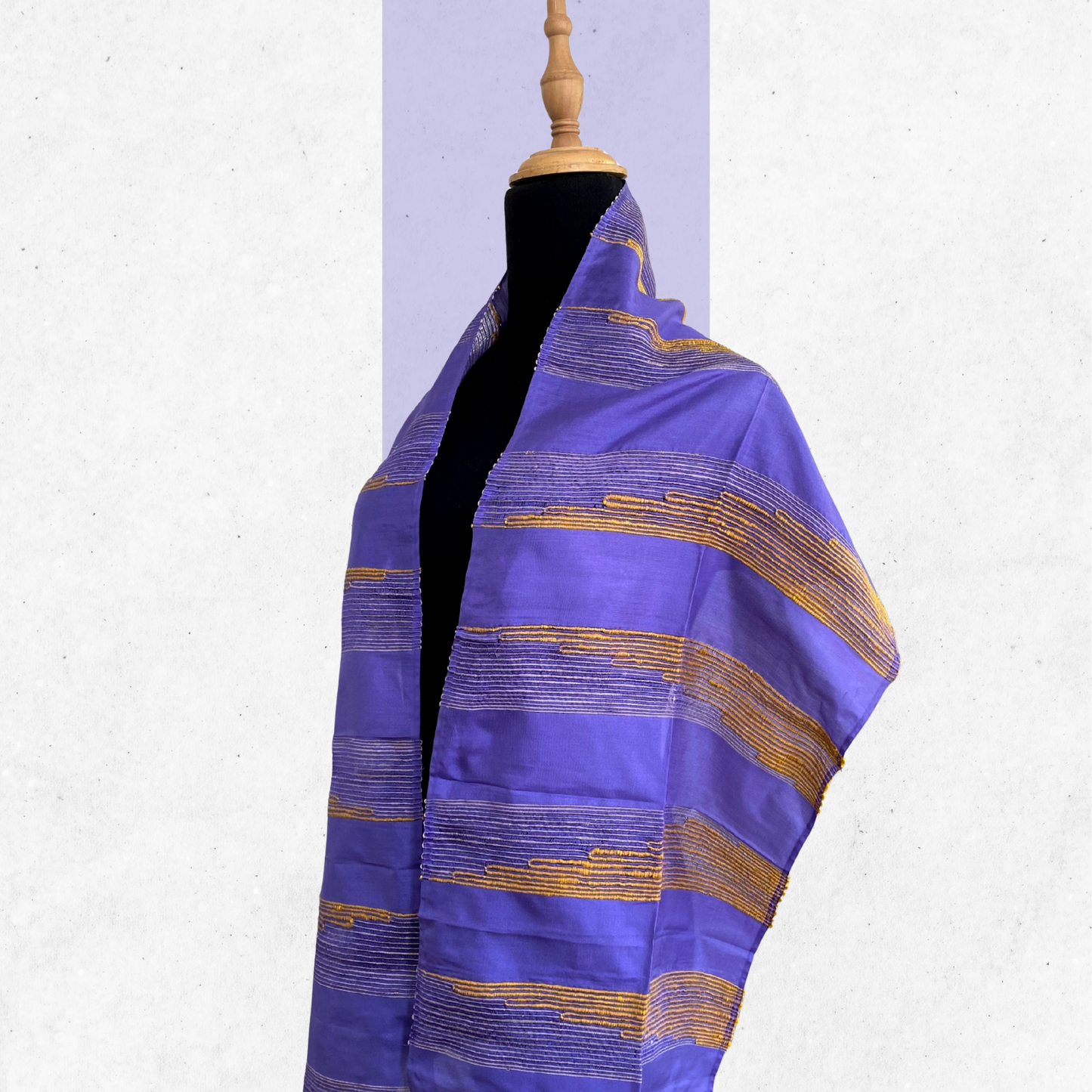 Chin Silk & Lotus Shawl - Purple & Yellow