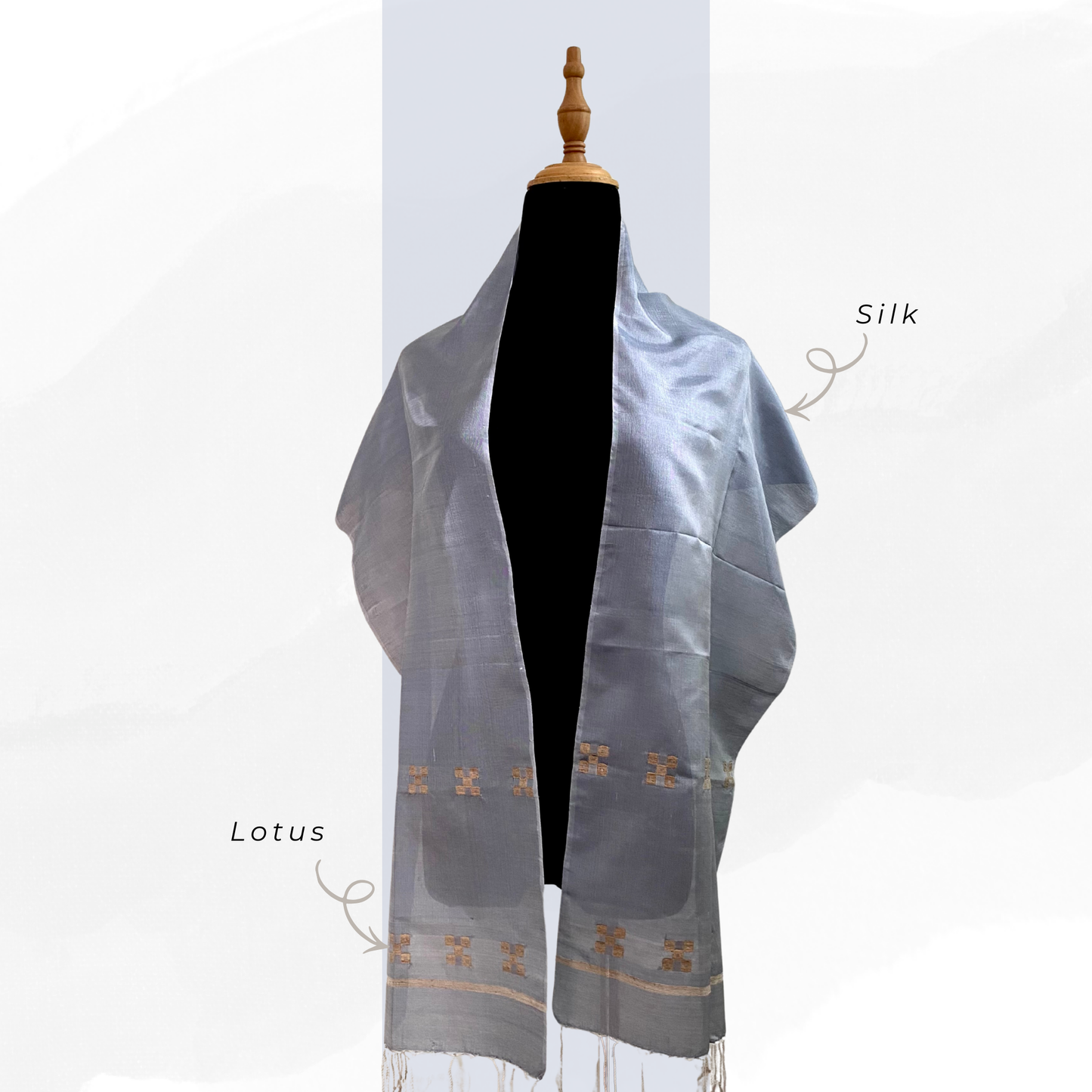 Silk & Lotus Scarf - Mon Design (Blue)