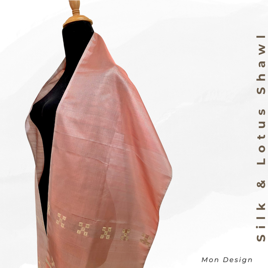 Silk & Lotus Scarf - Mon Design (Pink-Based Green)