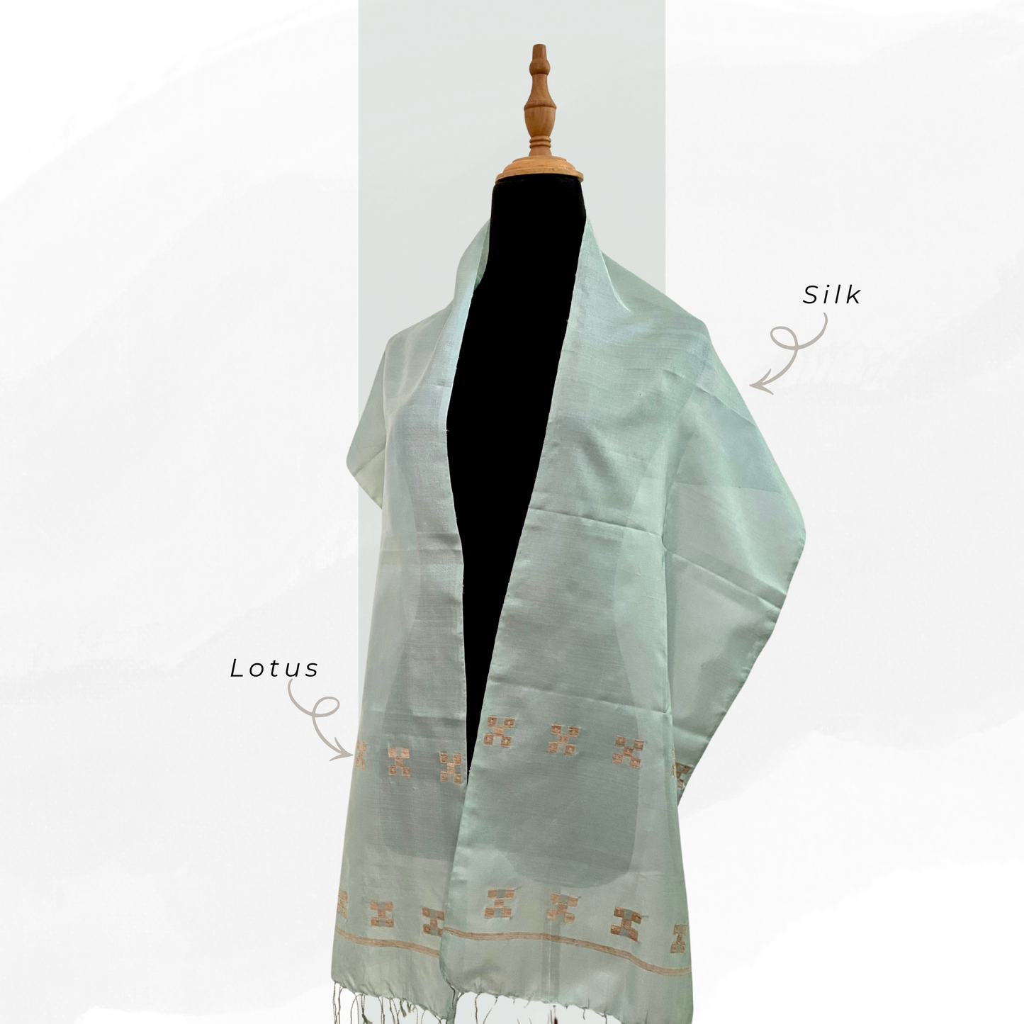 Silk &n Lotus Scarf - Mon Design (Green)