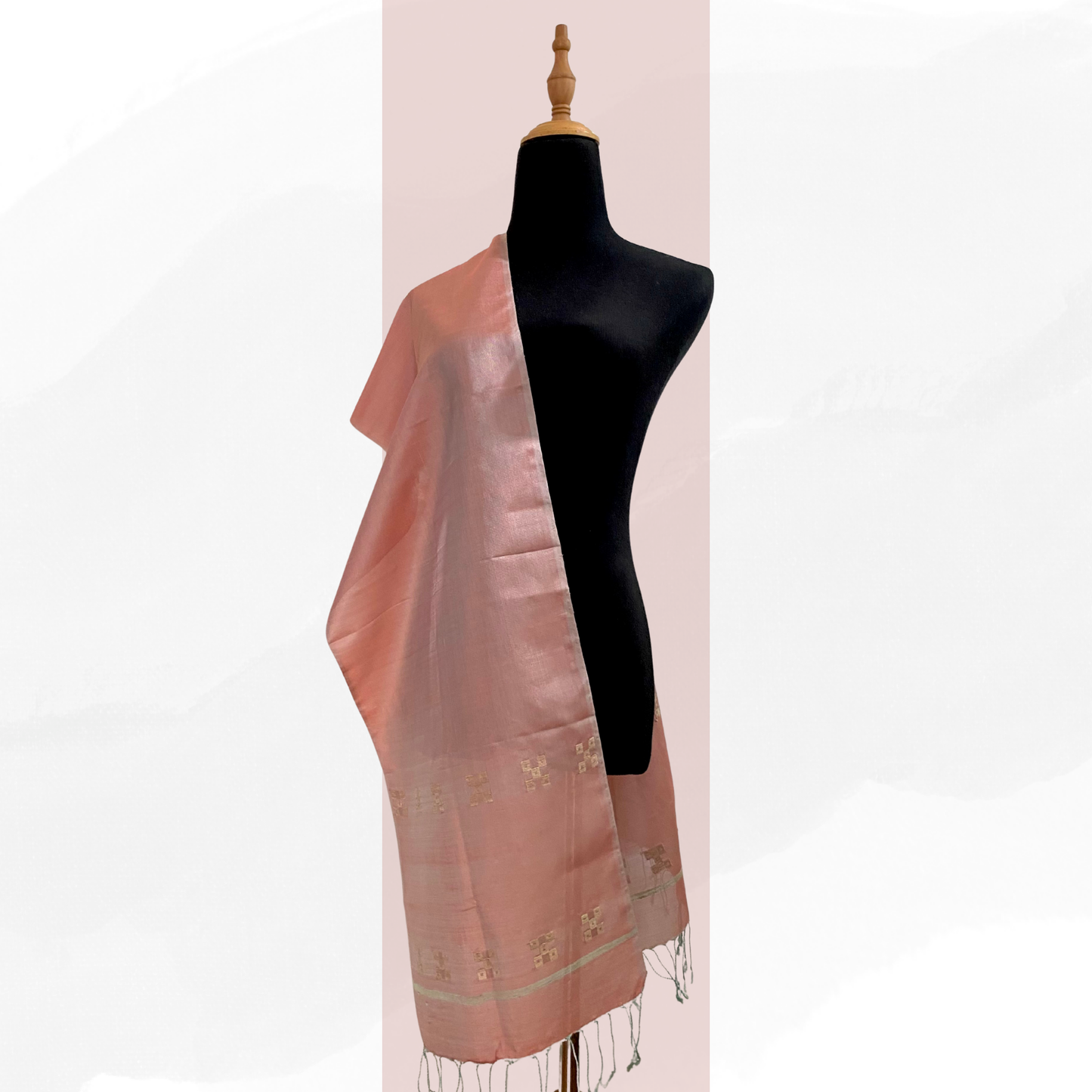 Silk & Lotus Scarf - Mon Design (Pink-Based Green)