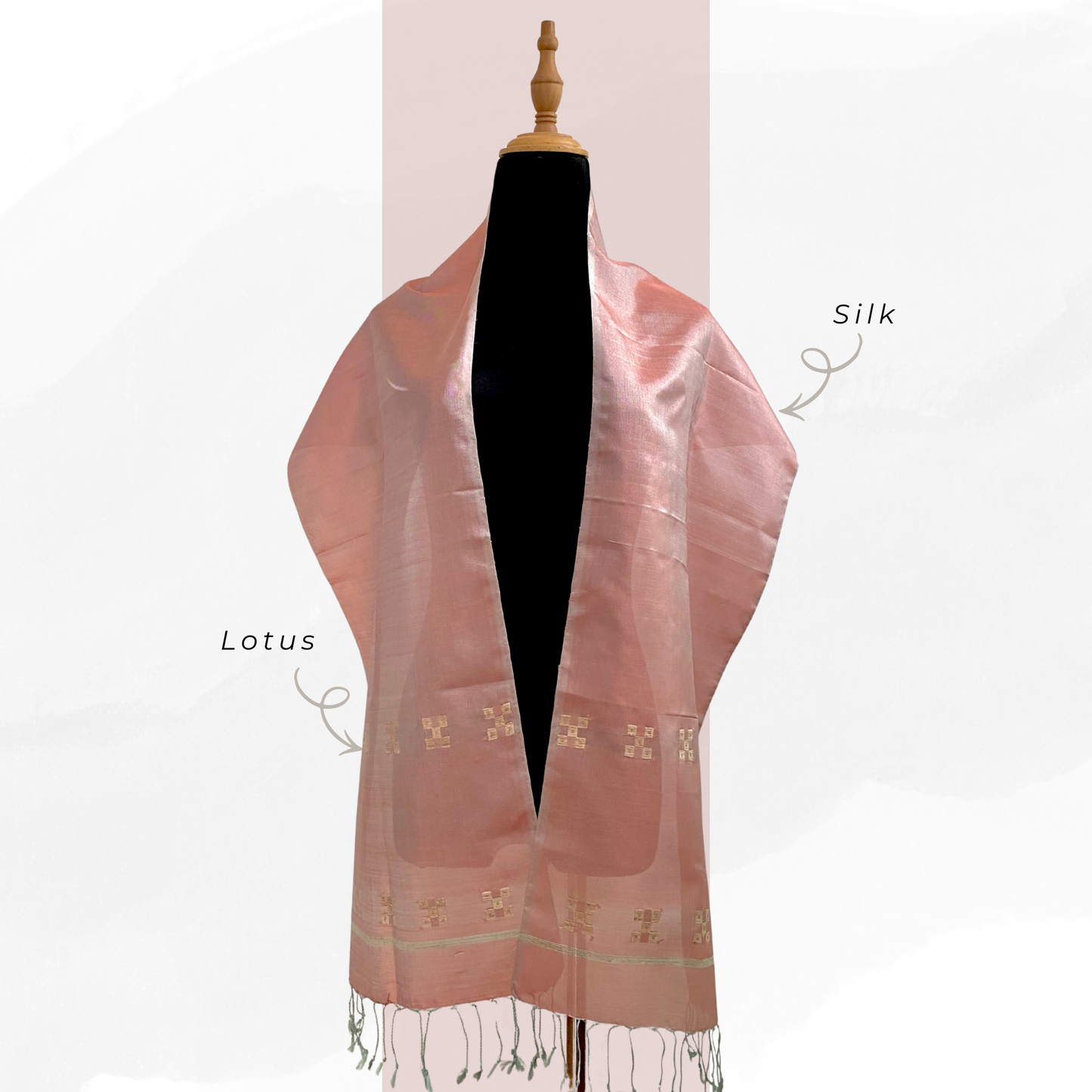Silk & Lotus Scarf - Mon Design (Pink-Based Green)
