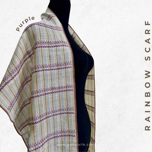 Rainbow Handwoven Scarf - Silk & Natural Dyed Cotton