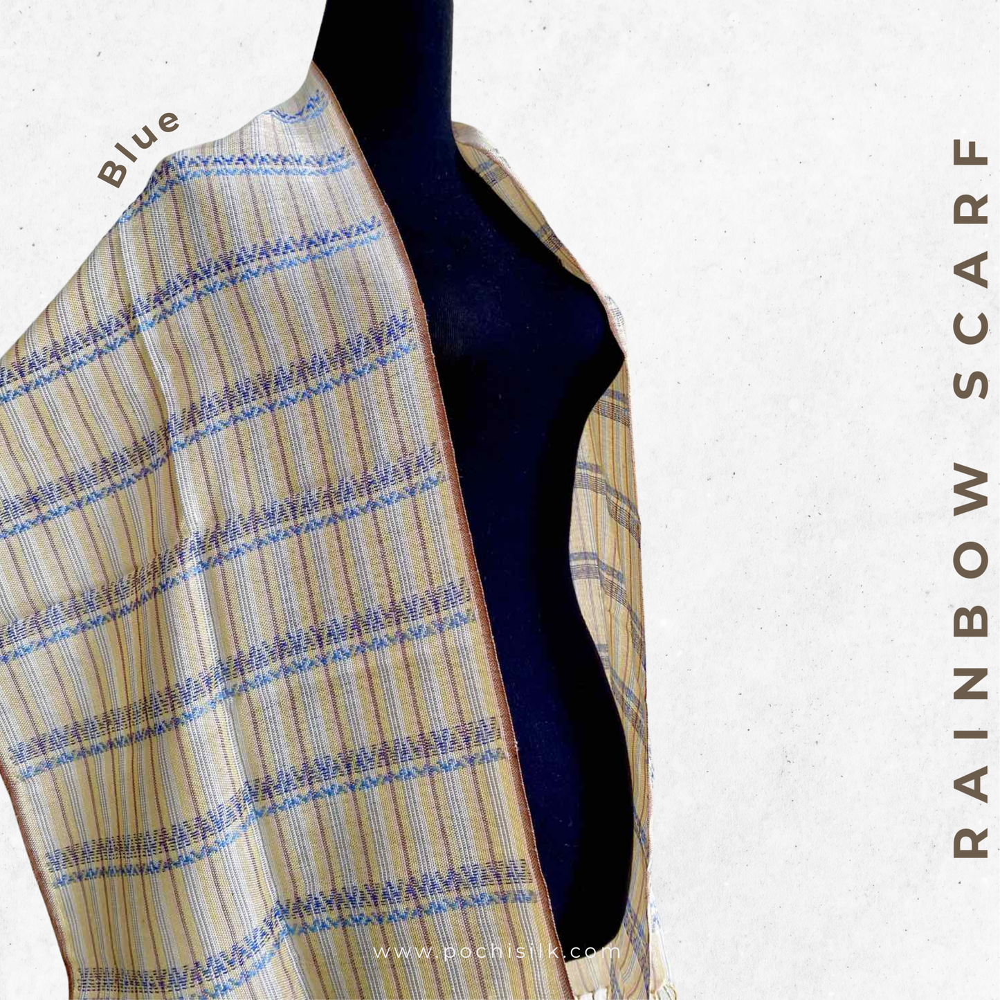 Rainbow Handwoven Scarf - Silk & Natural Dyed Cotton