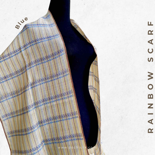 Rainbow Handwoven Scarf - Silk & Natural Dyed Cotton