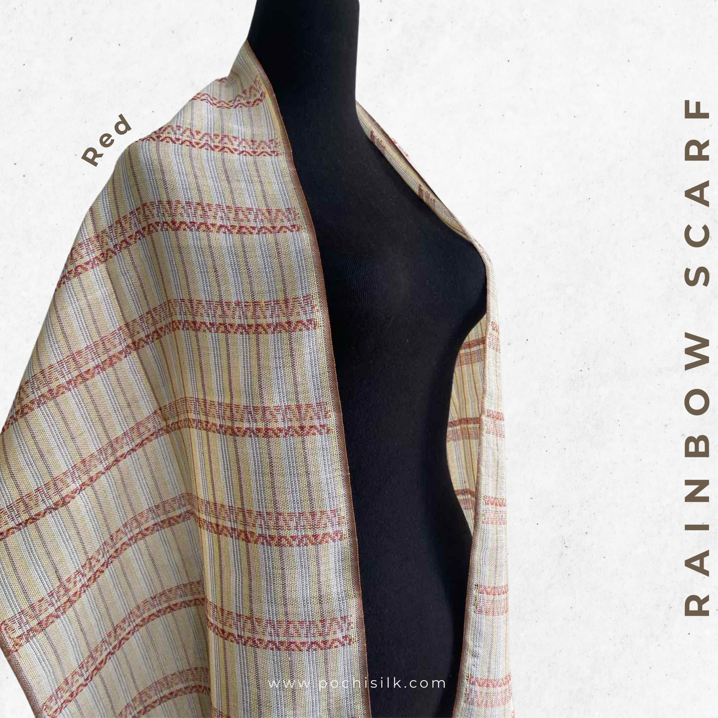 Rainbow Handwoven Scarf - Silk & Natural Dyed Cotton