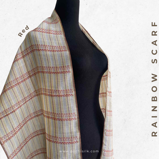 Rainbow Handwoven Scarf - Silk & Natural Dyed Cotton