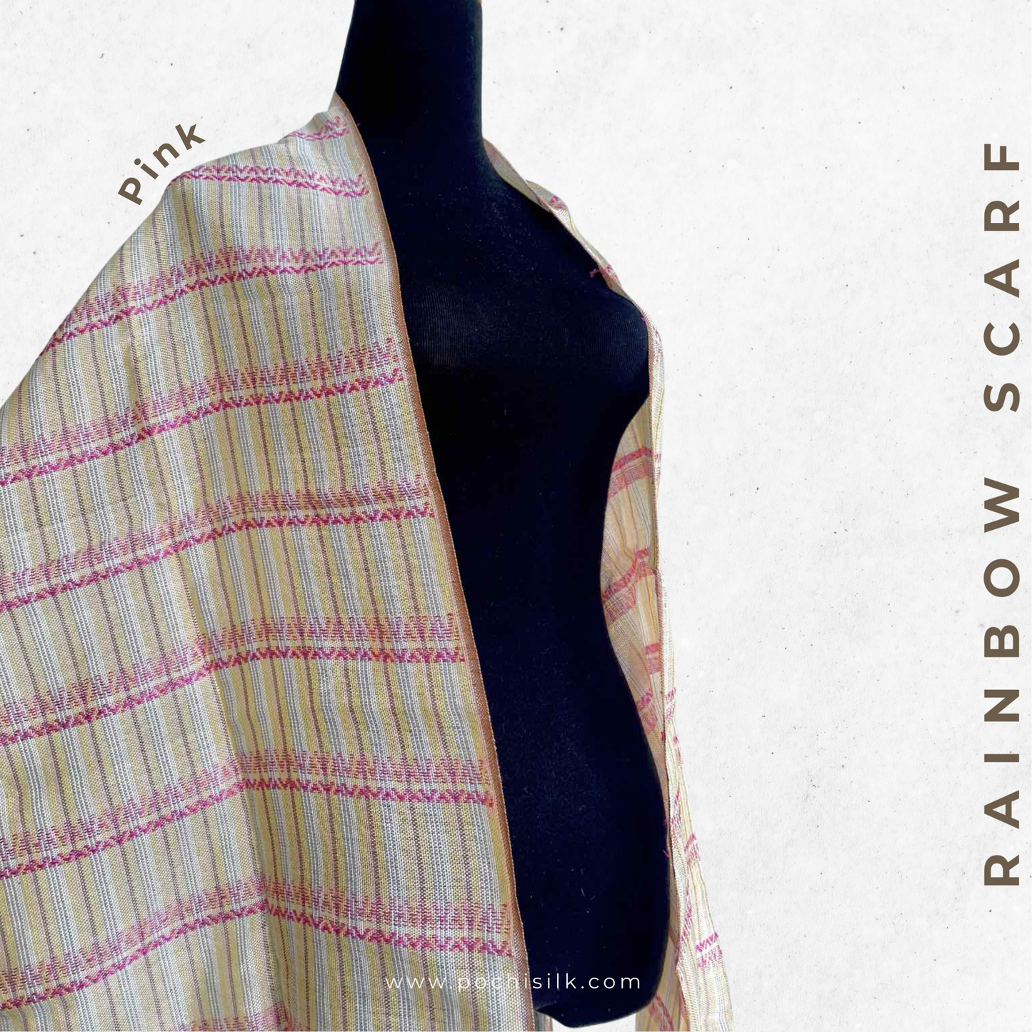 Rainbow Handwoven Scarf - Silk & Natural Dyed Cotton