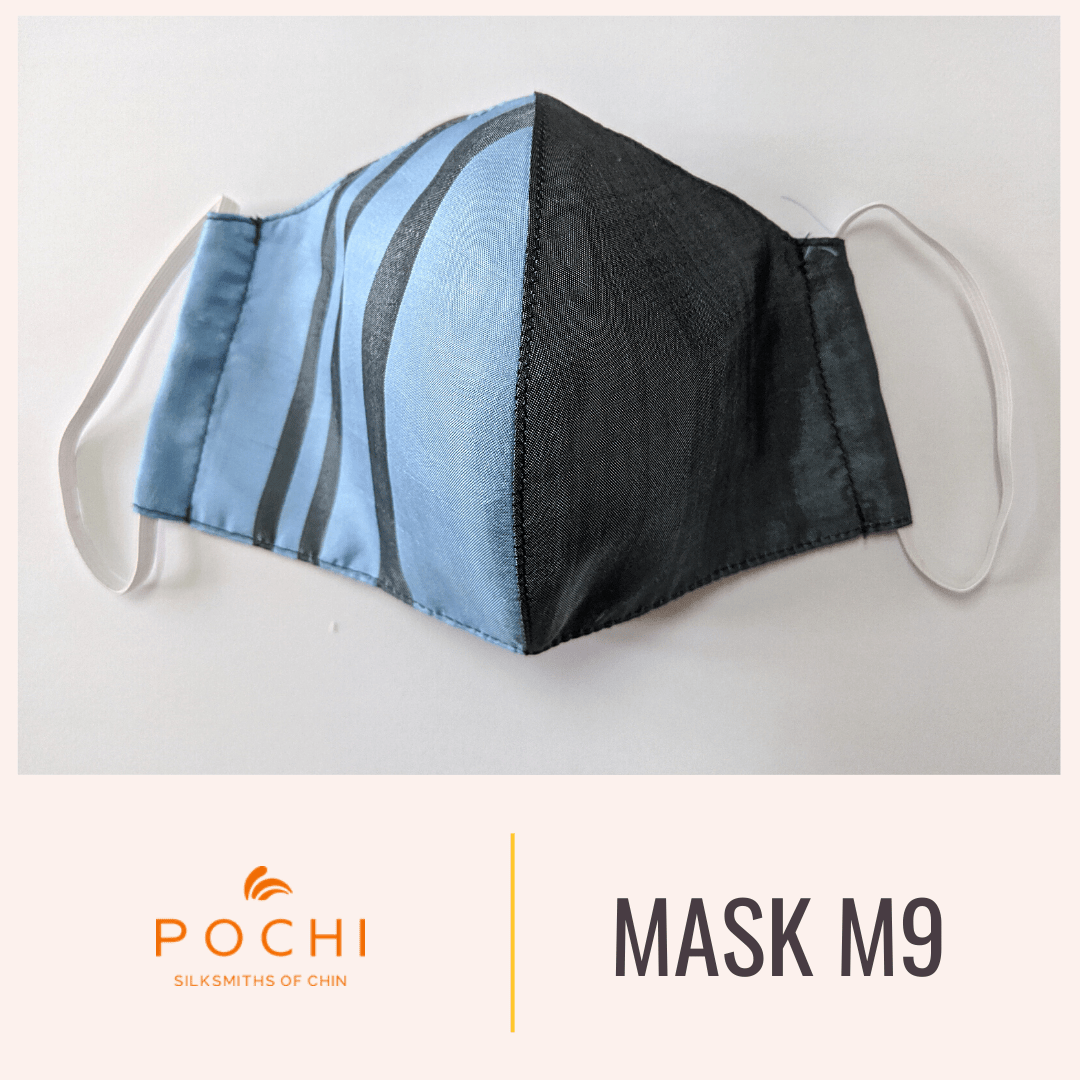 Handwoven Silk Mask with Stripe M15 - Pochisilk