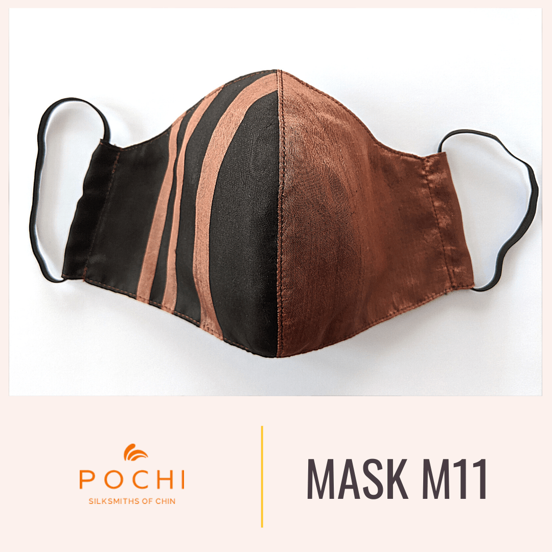 Handwoven Silk Mask with Stripe M15 - Pochisilk