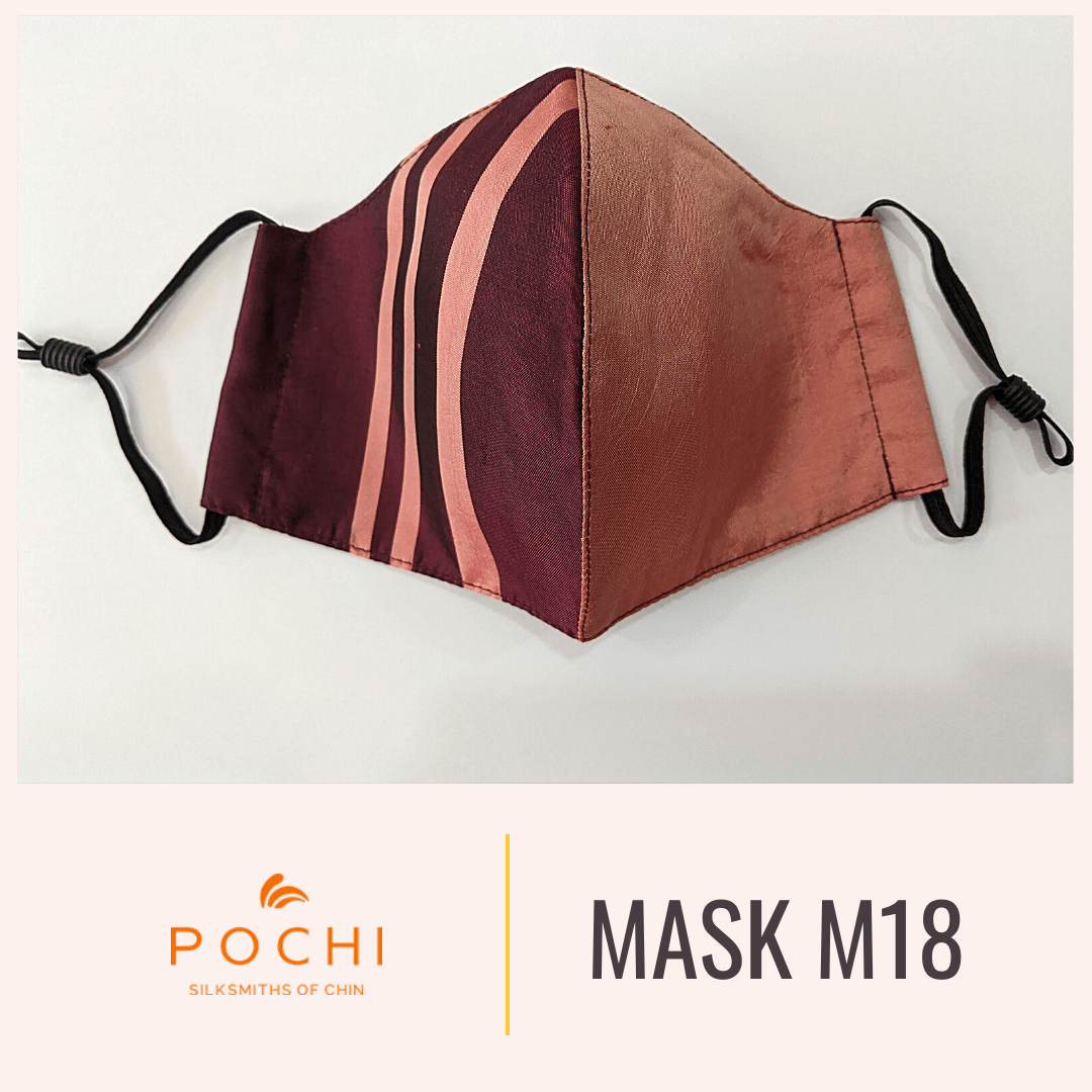 Handwoven Silk Mask with Stripe M15 - Pochisilk