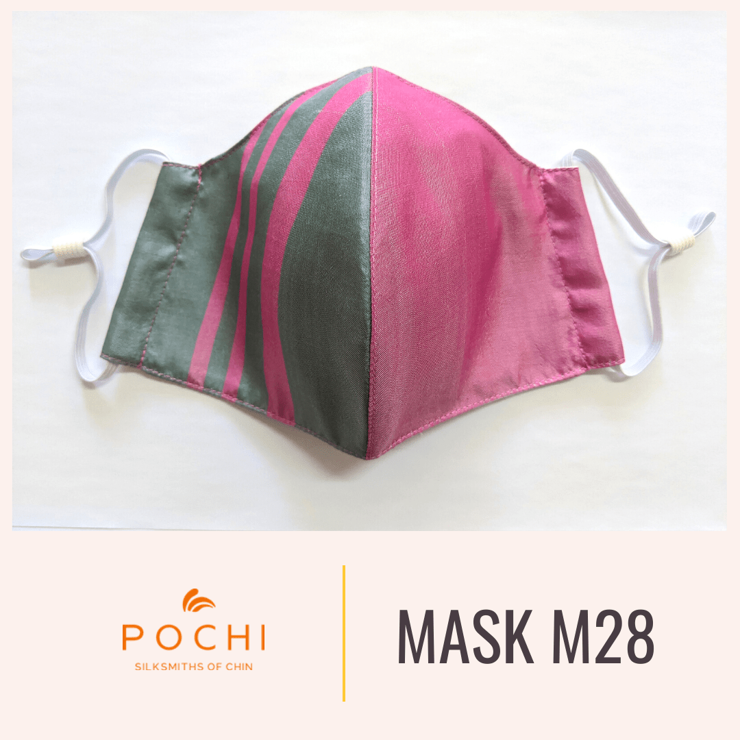 Handwoven Silk Mask with Stripe M15 - Pochisilk