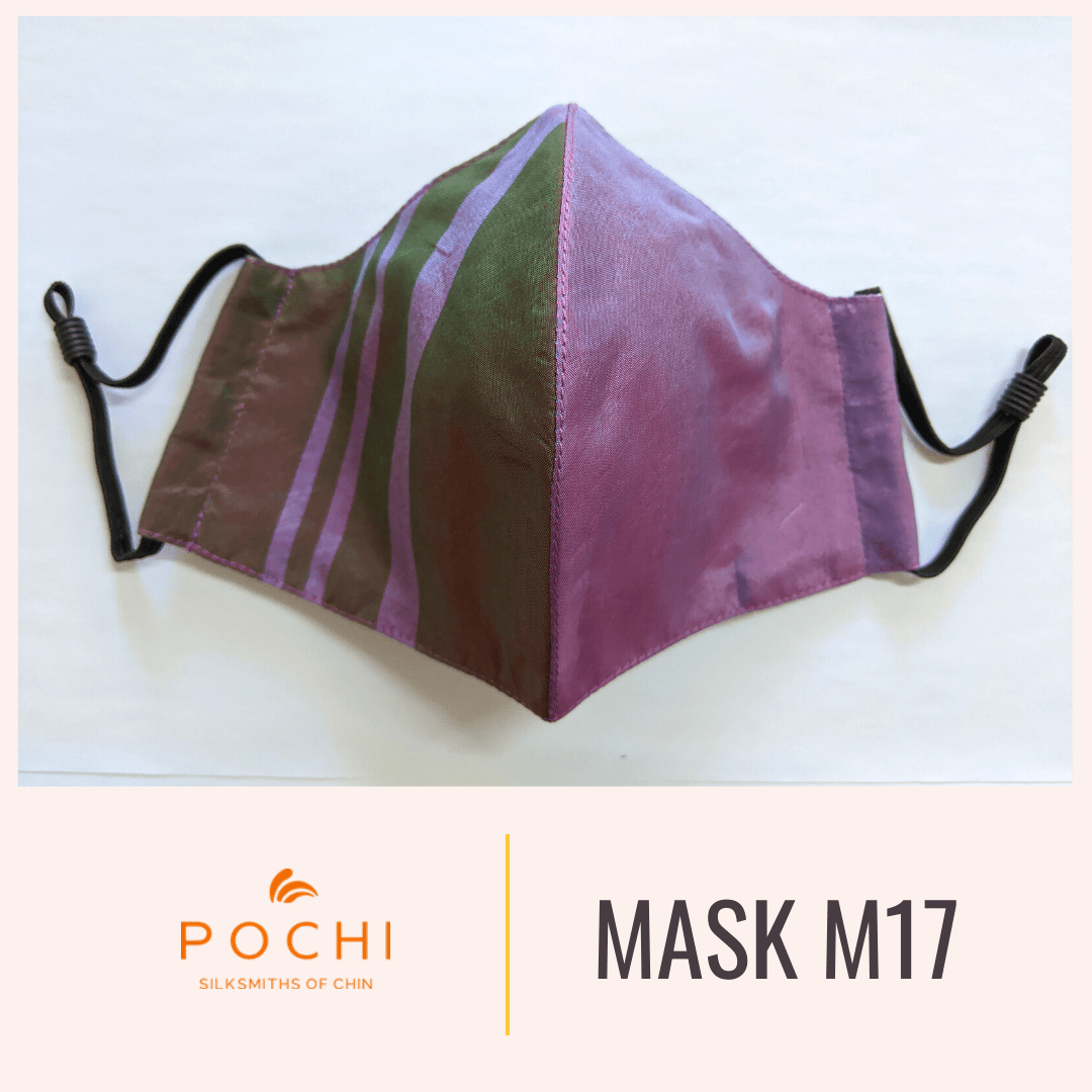 Handwoven Silk Mask with Stripe M15 - Pochisilk