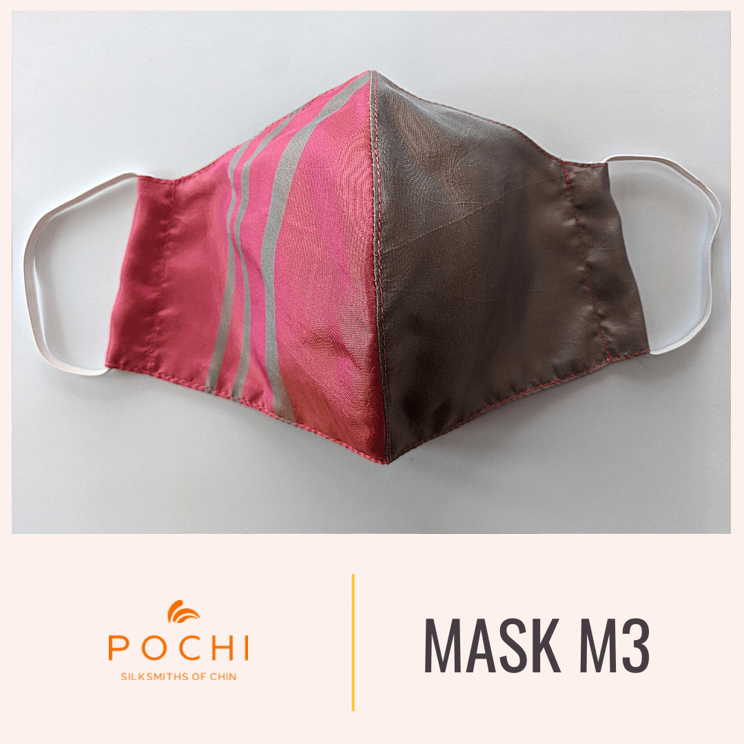 Handwoven Silk Mask with Stripe M15 - Pochisilk