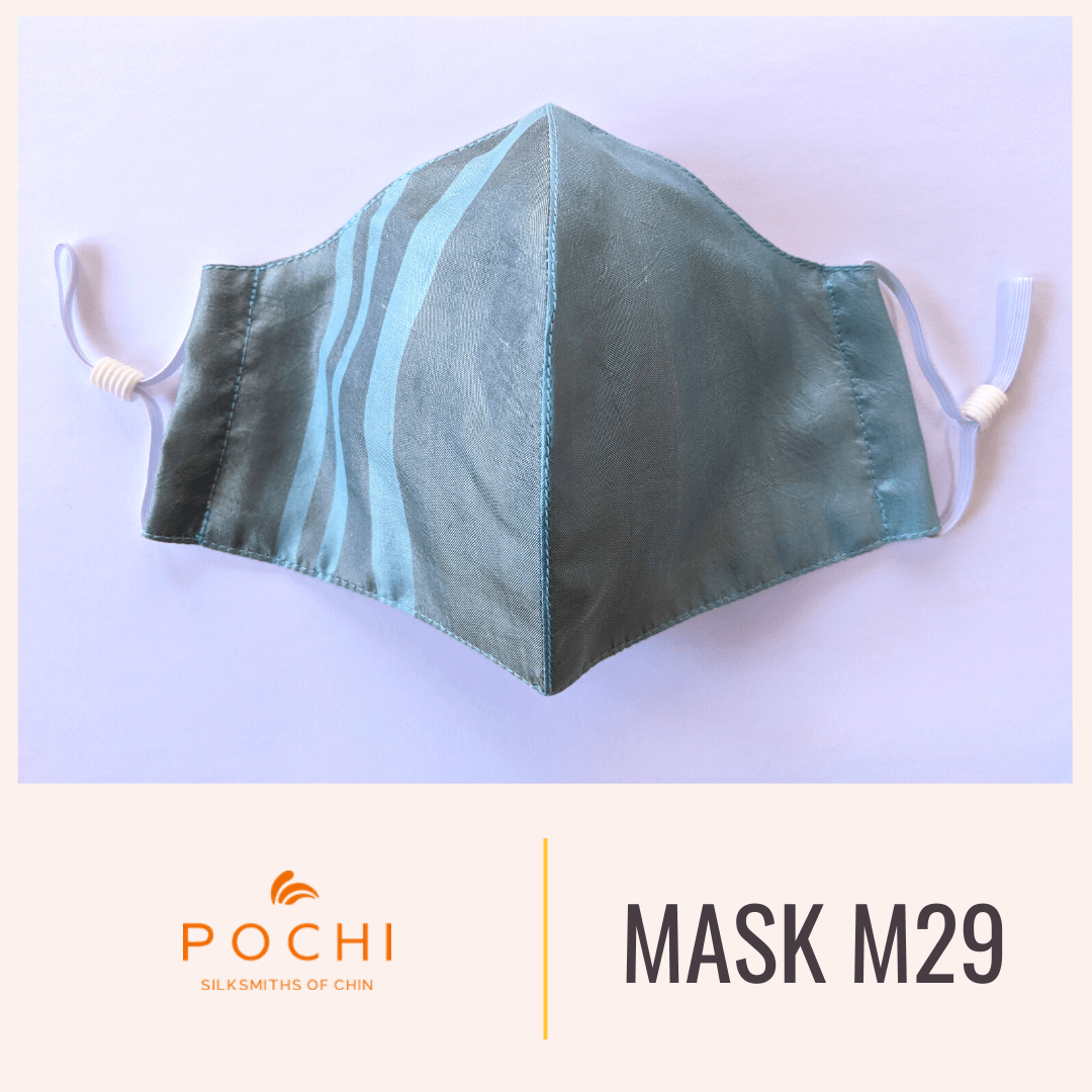 Handwoven Silk Mask with Stripe M15 - Pochisilk