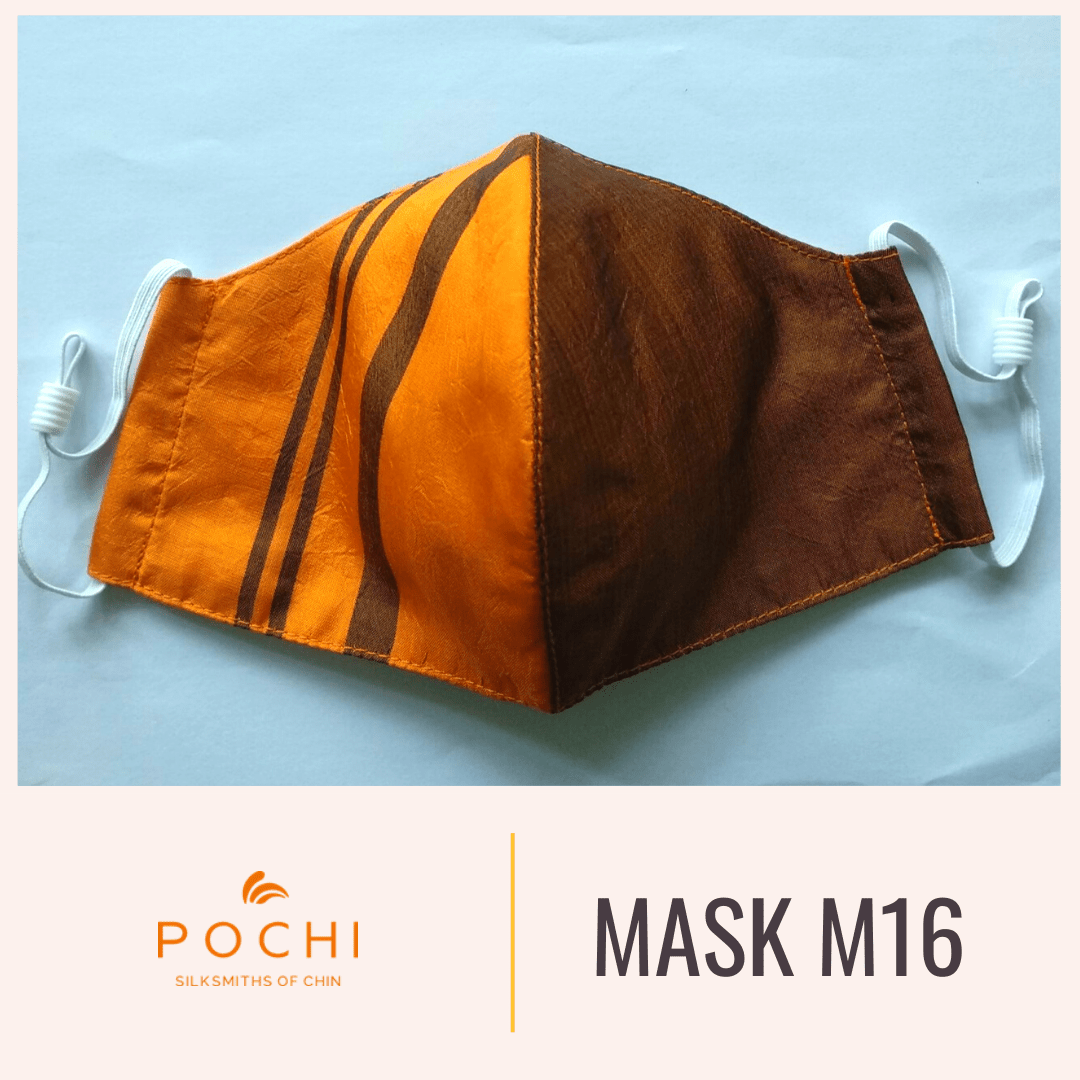 Handwoven Silk Mask with Stripe M15 - Pochisilk