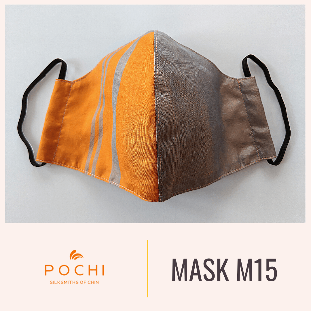 Handwoven Silk Mask with Stripe M15 - Pochisilk