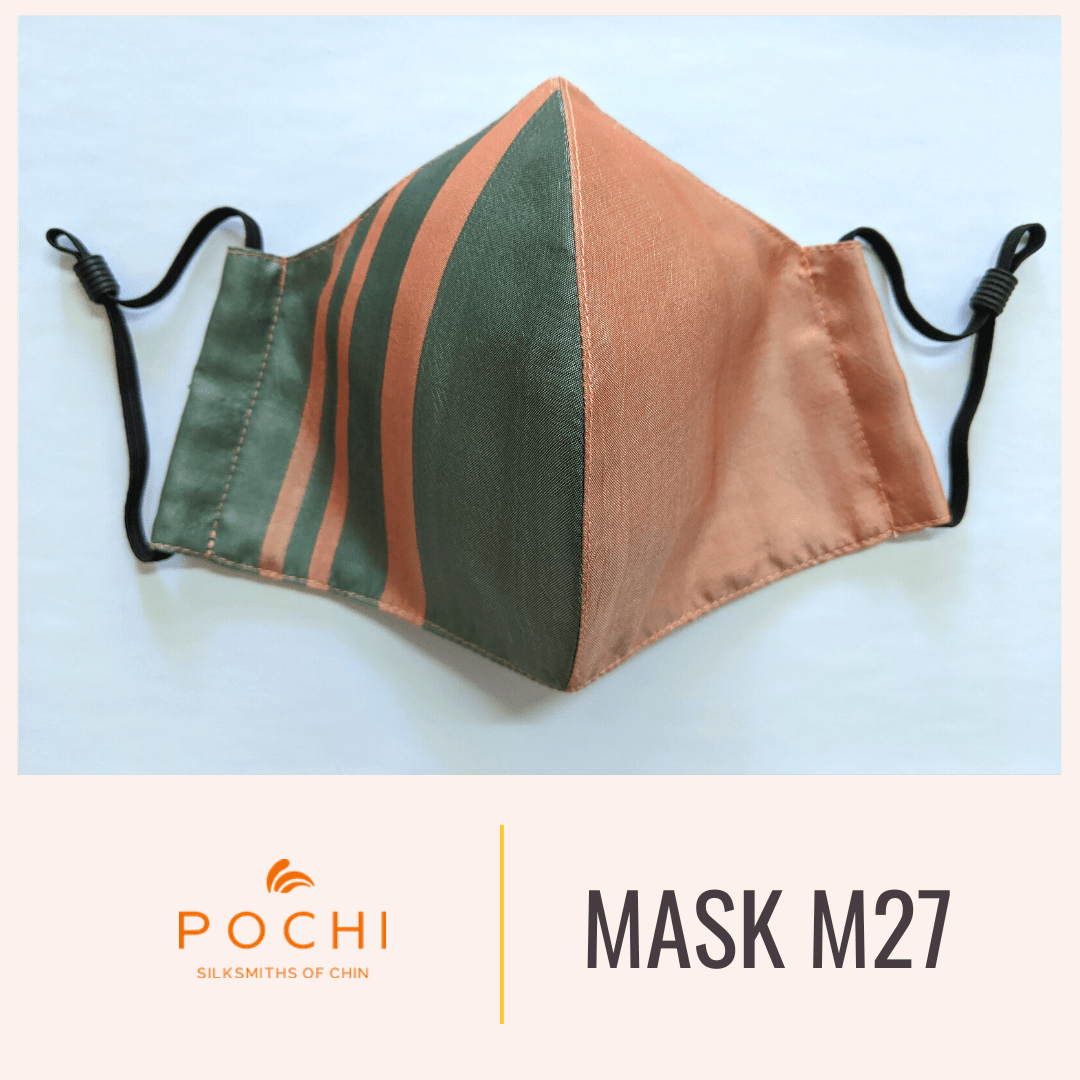 Handwoven Silk Mask with Stripe M15 - Pochisilk