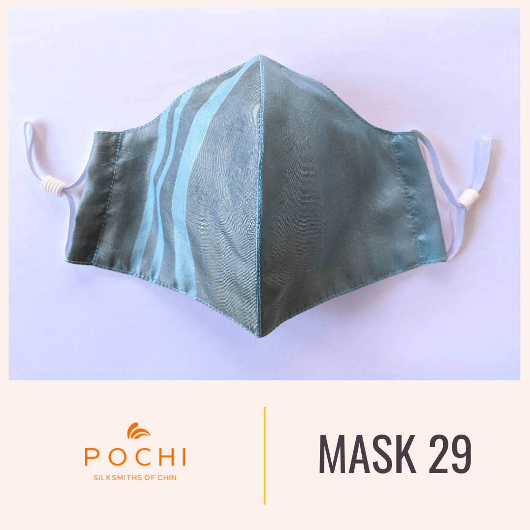 Handwoven Silk Mask with Stripe M15 - Pochisilk