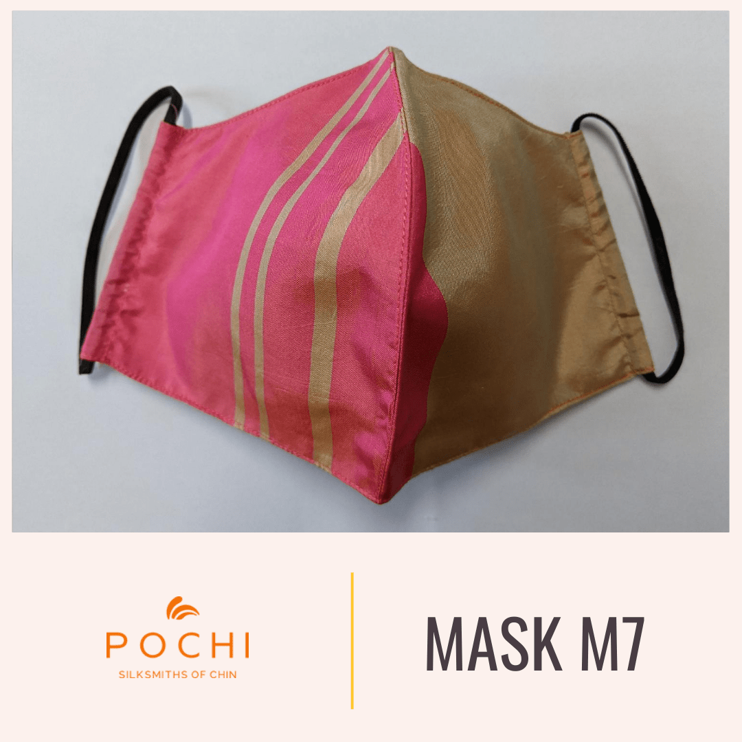 Handwoven Silk Mask with Stripe M15 - Pochisilk