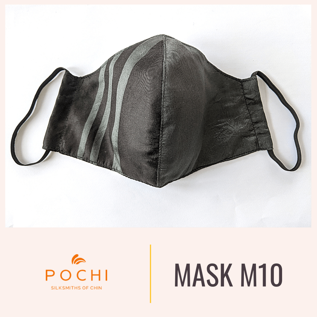 Handwoven Silk Mask with Stripe M15 - Pochisilk