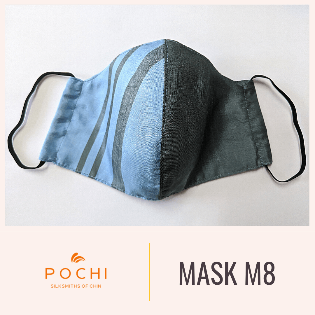 Handwoven Silk Mask with Stripe M15 - Pochisilk