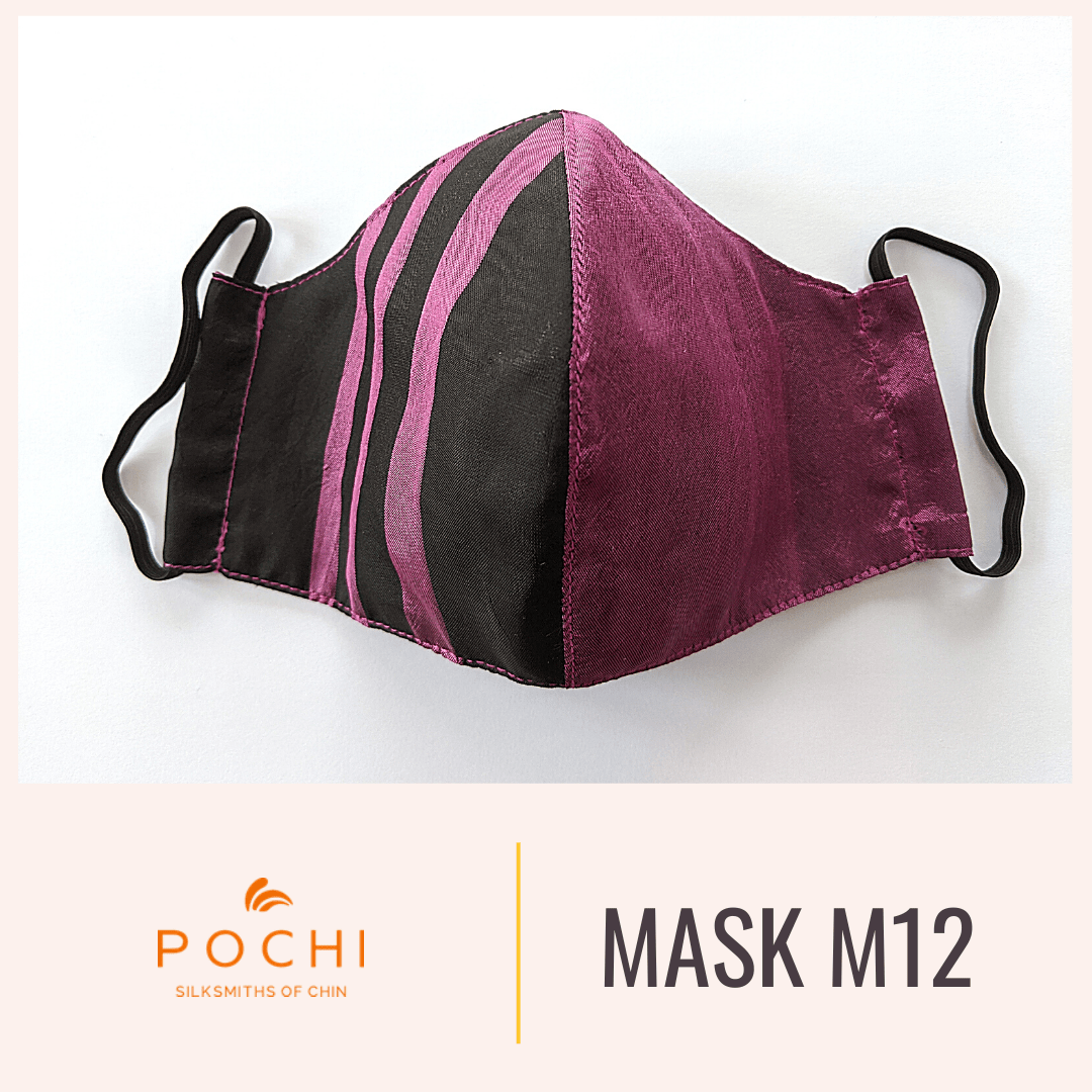 Handwoven Silk Mask with Stripe M15 - Pochisilk