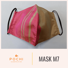Load image into Gallery viewer, Handwoven Silk Mask with Stripe - PochisilkSSYP2-M7
