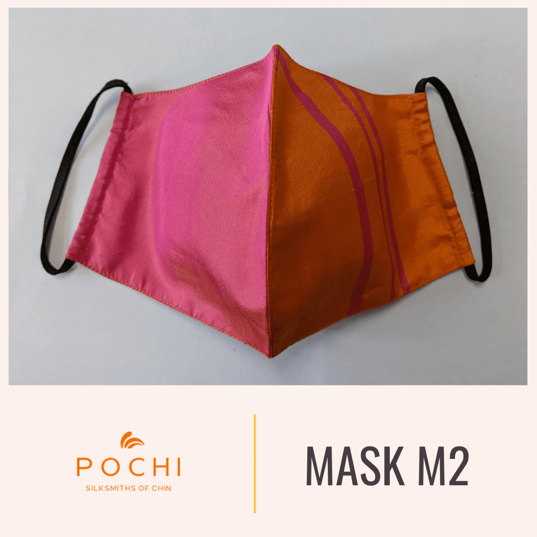 Handwoven Silk Mask with Stripe - PochisilkSSYP2-M2