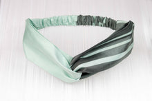 Load image into Gallery viewer, Turban Headband - Light &amp; Dark Green Stripe H3 - PochisilkH3
