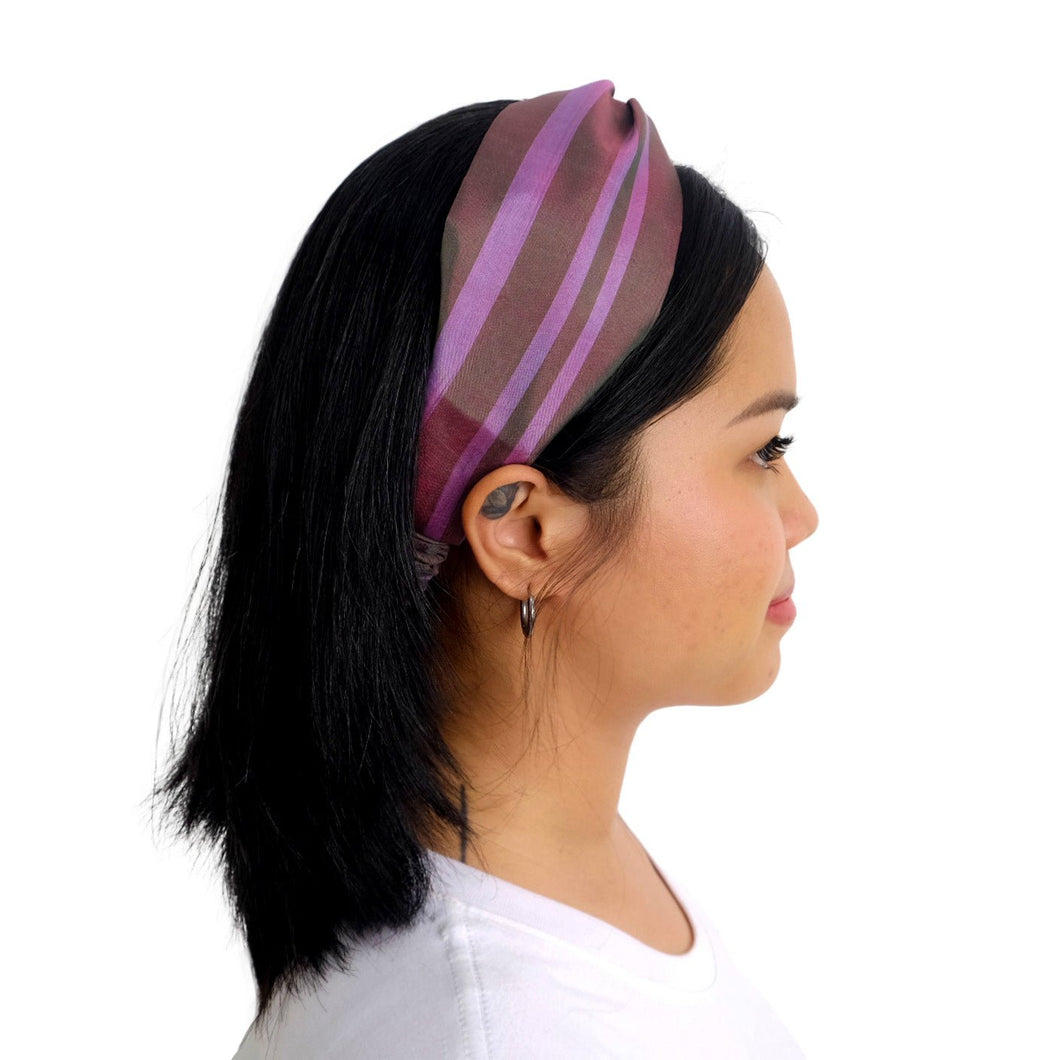 Turban Headband Light & Dark Purple Stripe H17 - PochisilkSSSYP6-H17