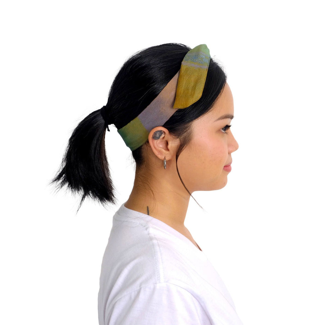 Wired Headband Green/Blue/Purple Rainbow Weave H22 - PochisilkSSSYP7-HW22