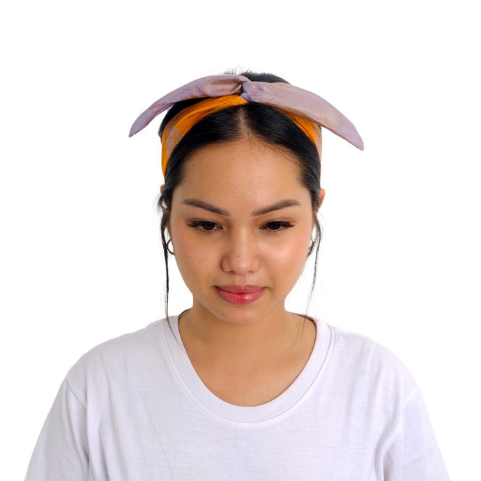 Wired Headband Orange & Blue-Grey Weave HW21 - PochisilkSSSYP7-HW21