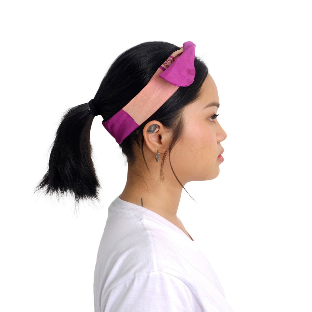 Wired Headband Pink & Peach Weave HW33 - PochisilkSSSYP7-HW33